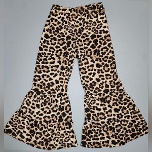 Girls Leopard Print Bell Bottom Pants